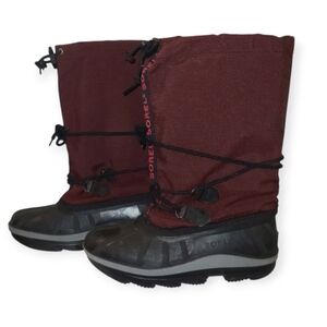 Sorel Freestyle Burgundy Red Black Winter Snow Rain Ski Boot Women 6 Canada VTG